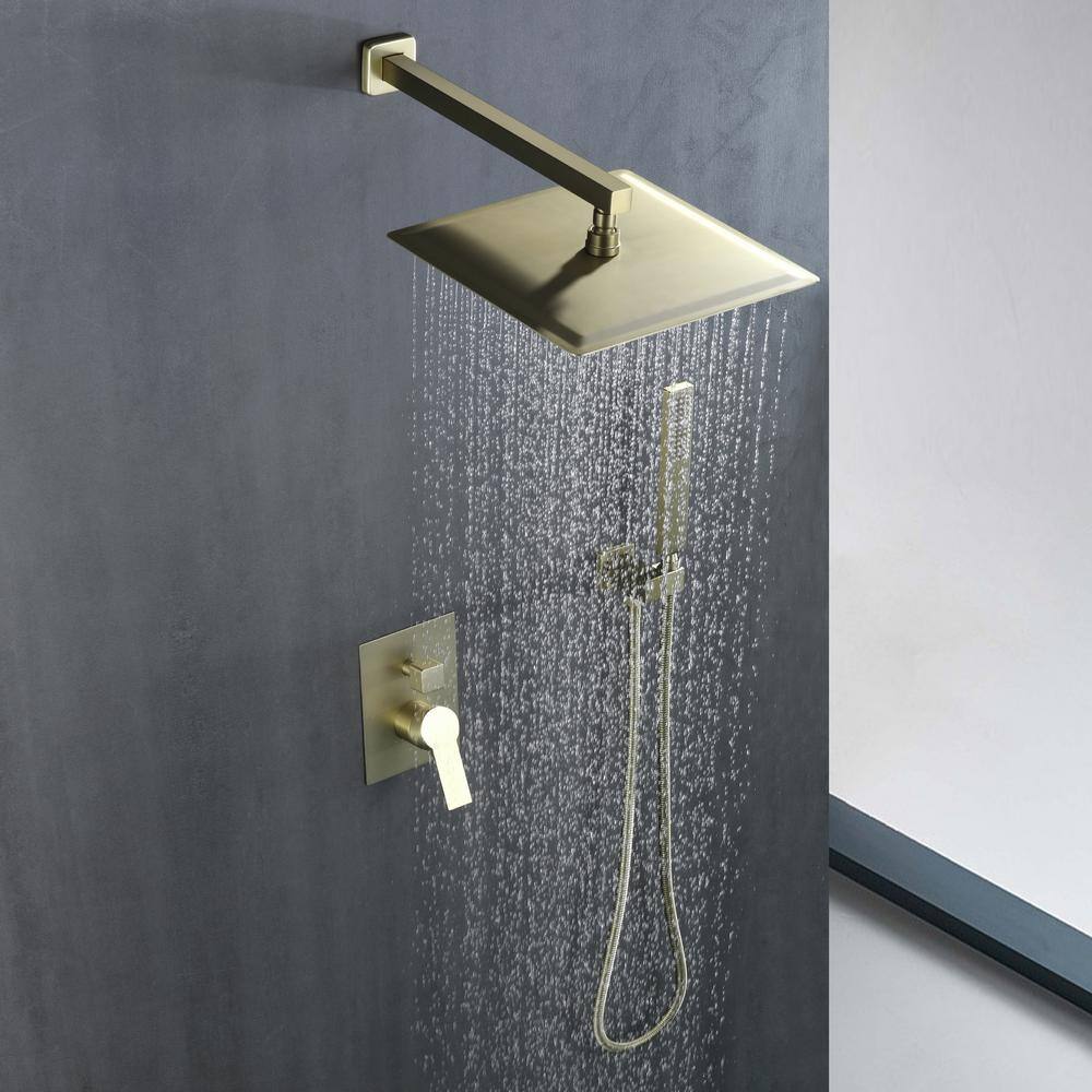 Brushed Gold Dual Rain and Handheld Shower System