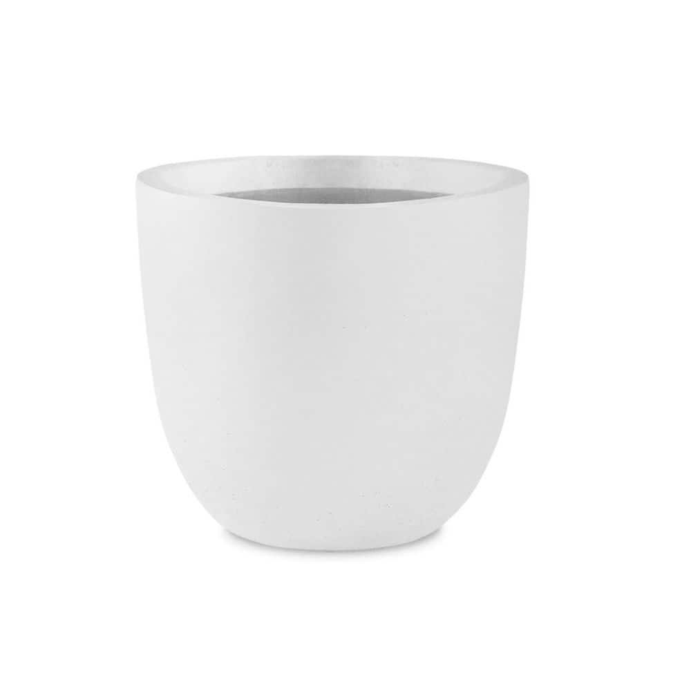 "14"" Dia Pure White Round Concrete Planter with Drainage Plug for Home Patio Garden" price history on PriceWatchPro