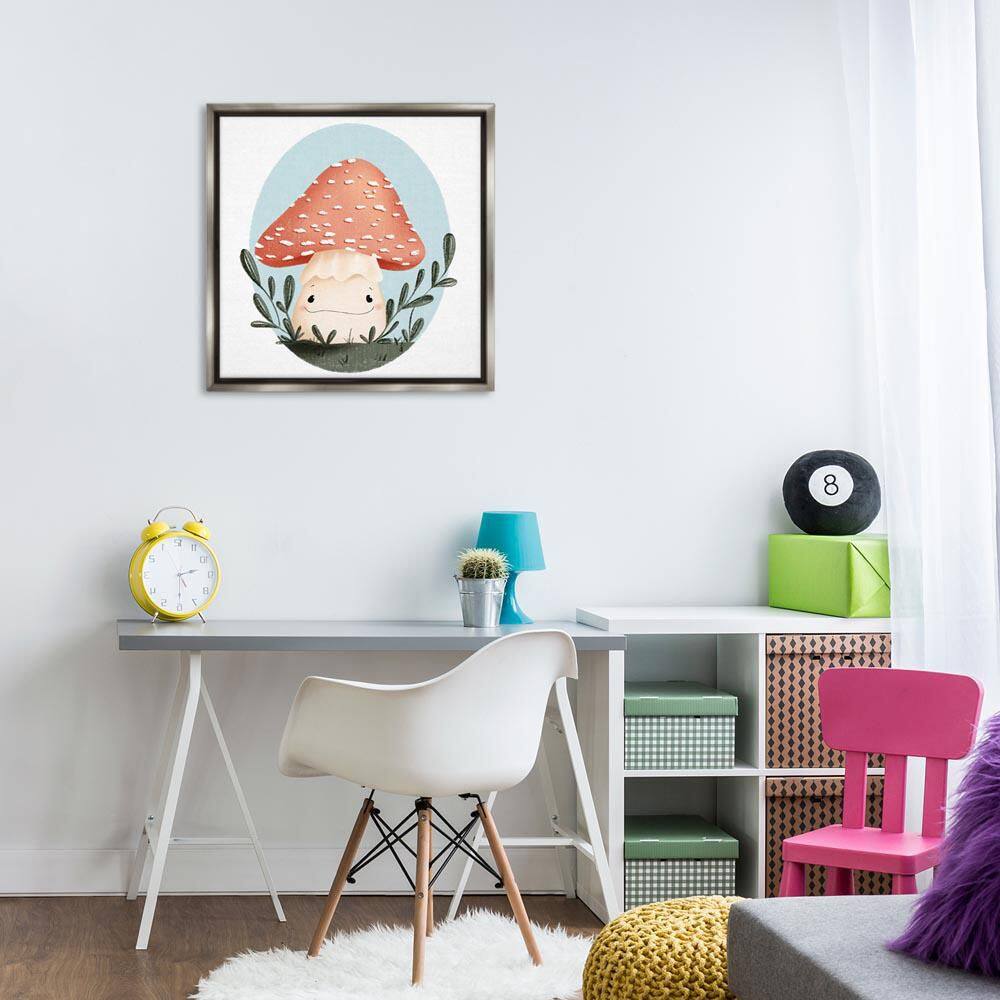 Smiling Mushroom In Nature by Sarah Hickman Gray Floater Frame Nature Graphic Art Print 25 in. x 25 in. price history on PriceWatchPro