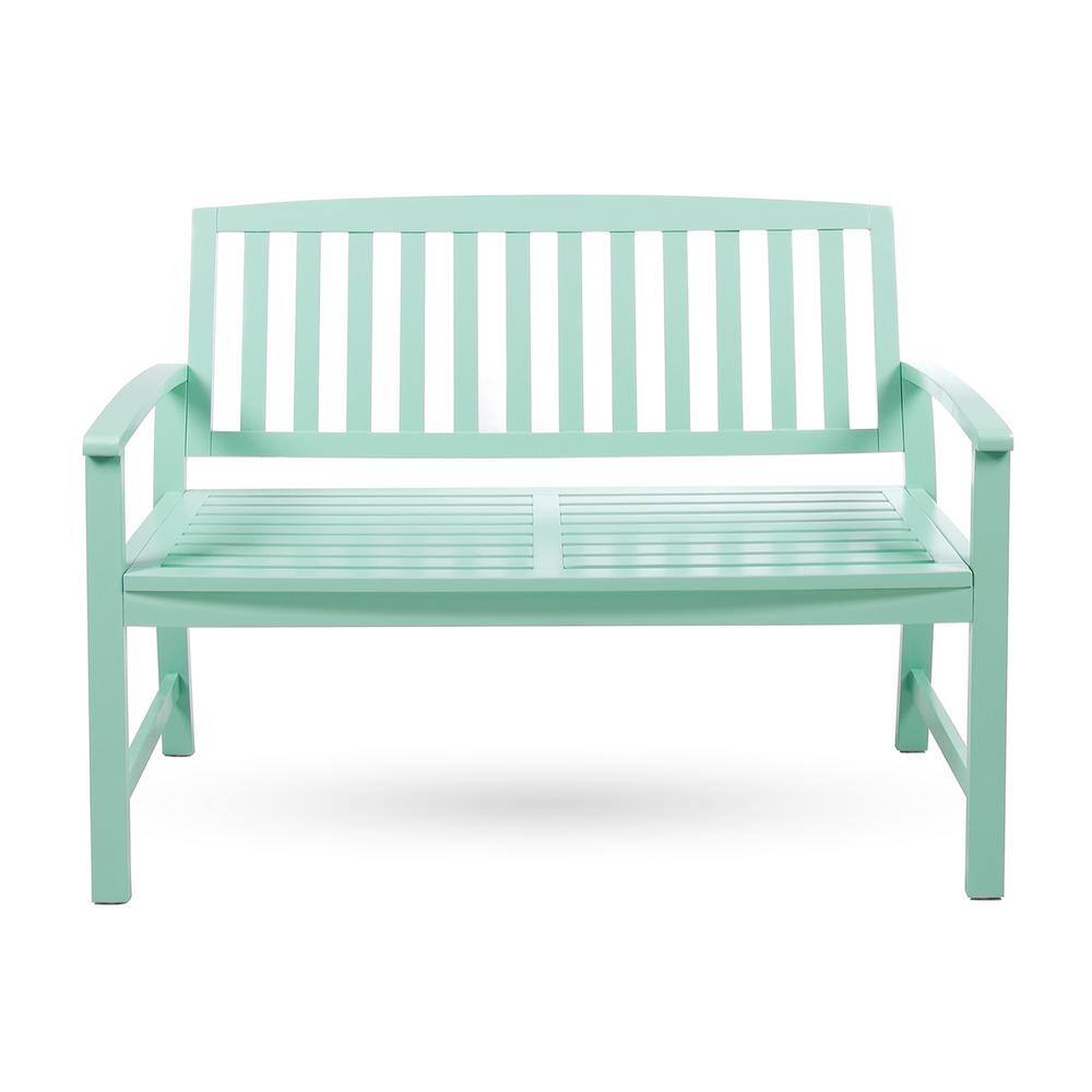 Acacia Wood Outdoor Patio Bench With Armrests Suitable For Balcony Backyard