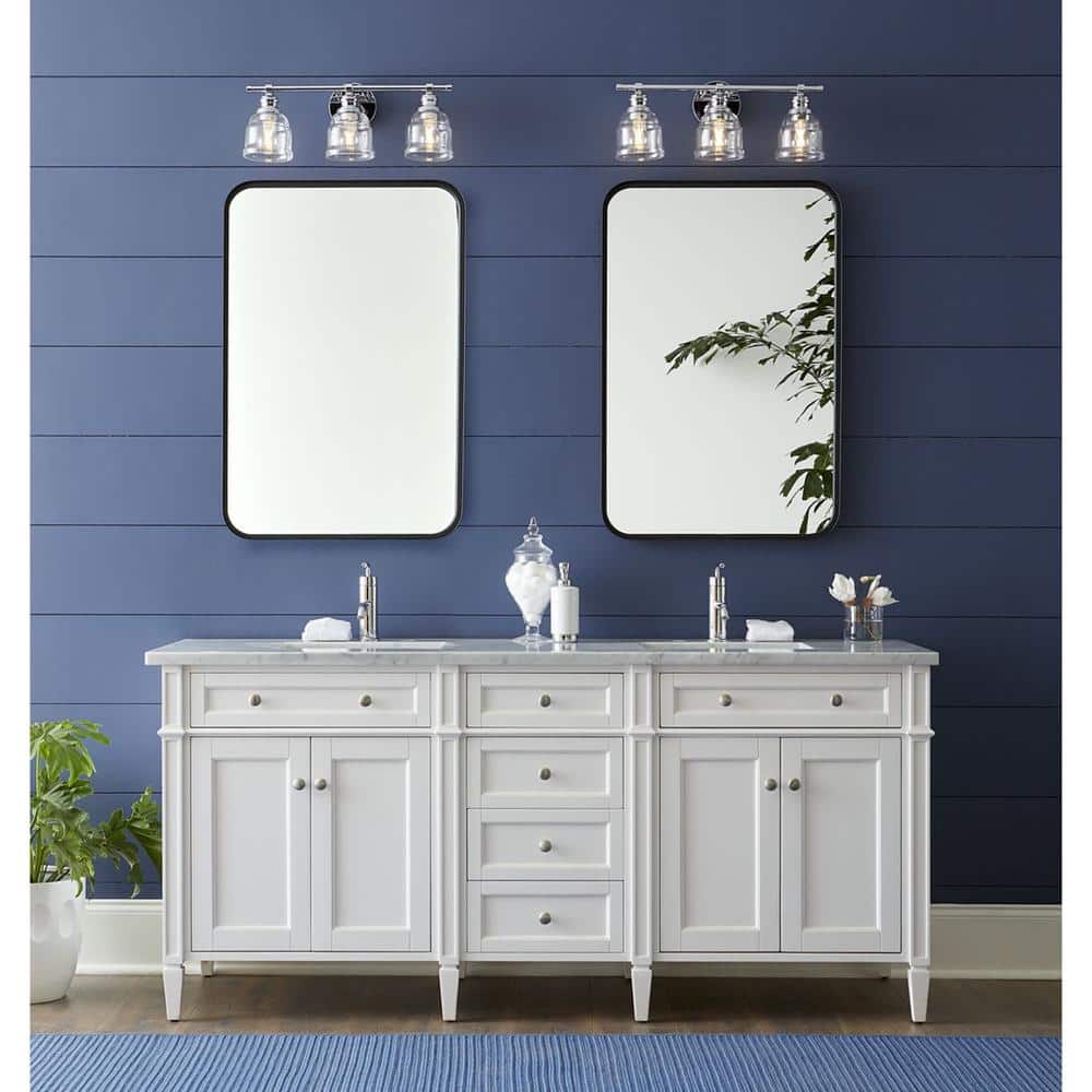 Ambrose 21" Polished Chrome 3-Light Vanity with Clear Glass Shades