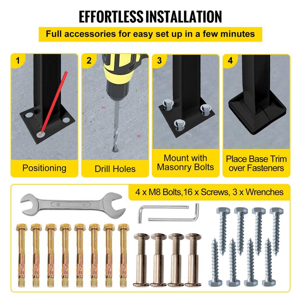 Matte Black Stainless Steel Handrail for 1-4 Steps