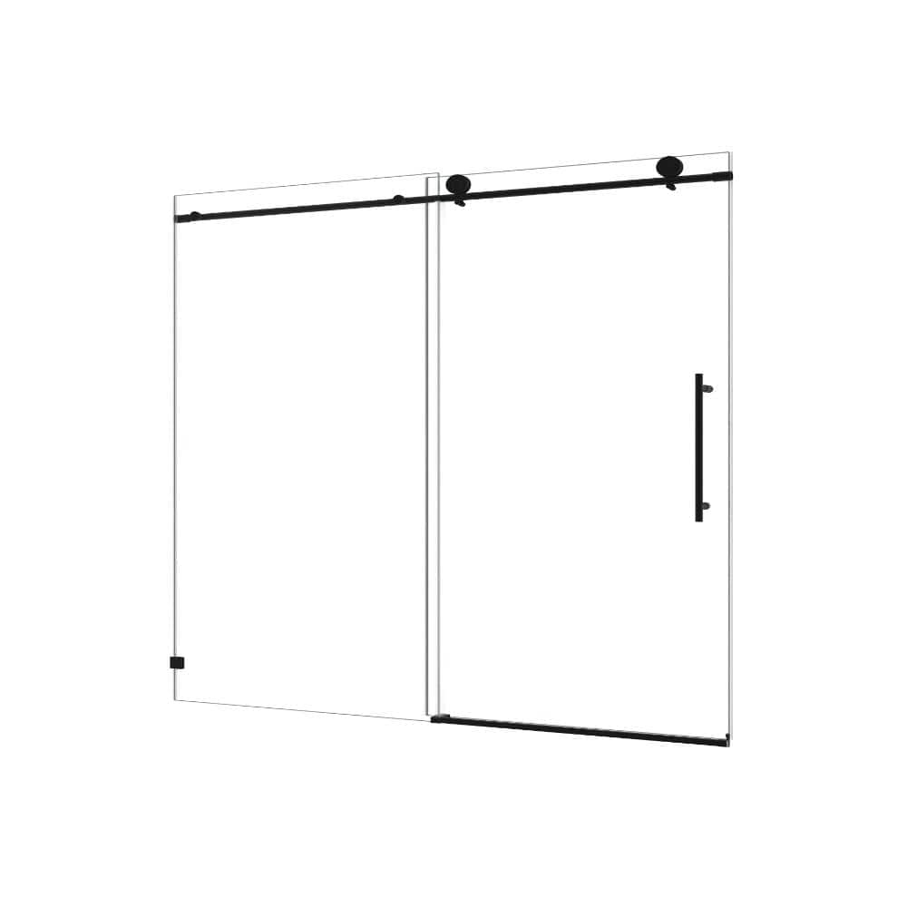 60 in. W x 76 in. H Sliding Semi-Frame Shower Door in Black Finish with Clear Tempered Glass price history on PriceWatchPro