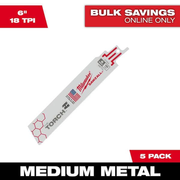 6 in. 18 TPI TORCH Medium Metal Cutting SAWZALL Reciprocating Saw Blades (5-Pack)