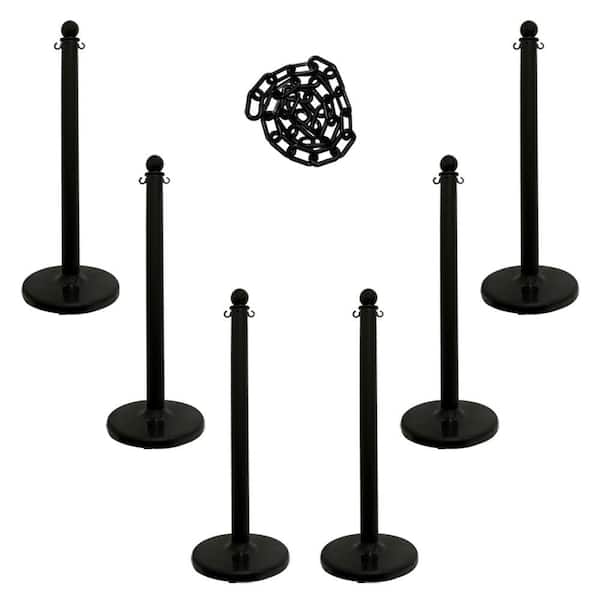 Medium Duty Stanchion and Chain Kit in Black