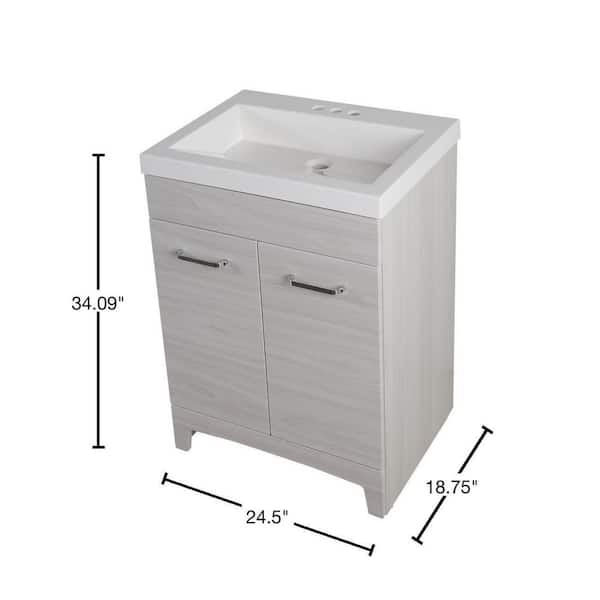 Stancliff 24 in. W x 19 in. D Bathroom Vanity in Elm Sky with Cultured Marble Vanity Top in White with White Sink
