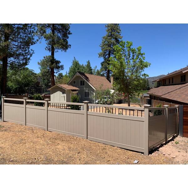 Weatherables 4 in. x 4 in. x 6 ft. Tan Vinyl Fence Line Post