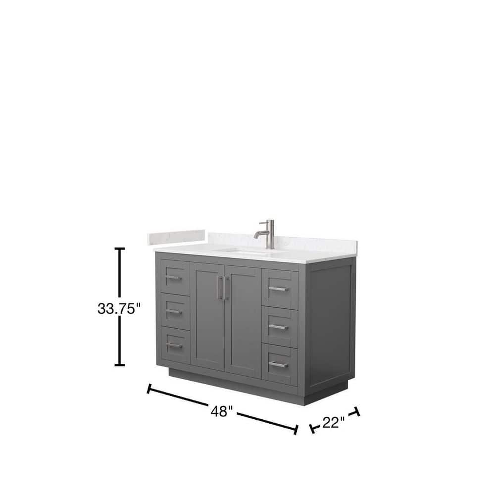 Miranda 48" Dark Gray Freestanding Bathroom Vanity with Marble Top