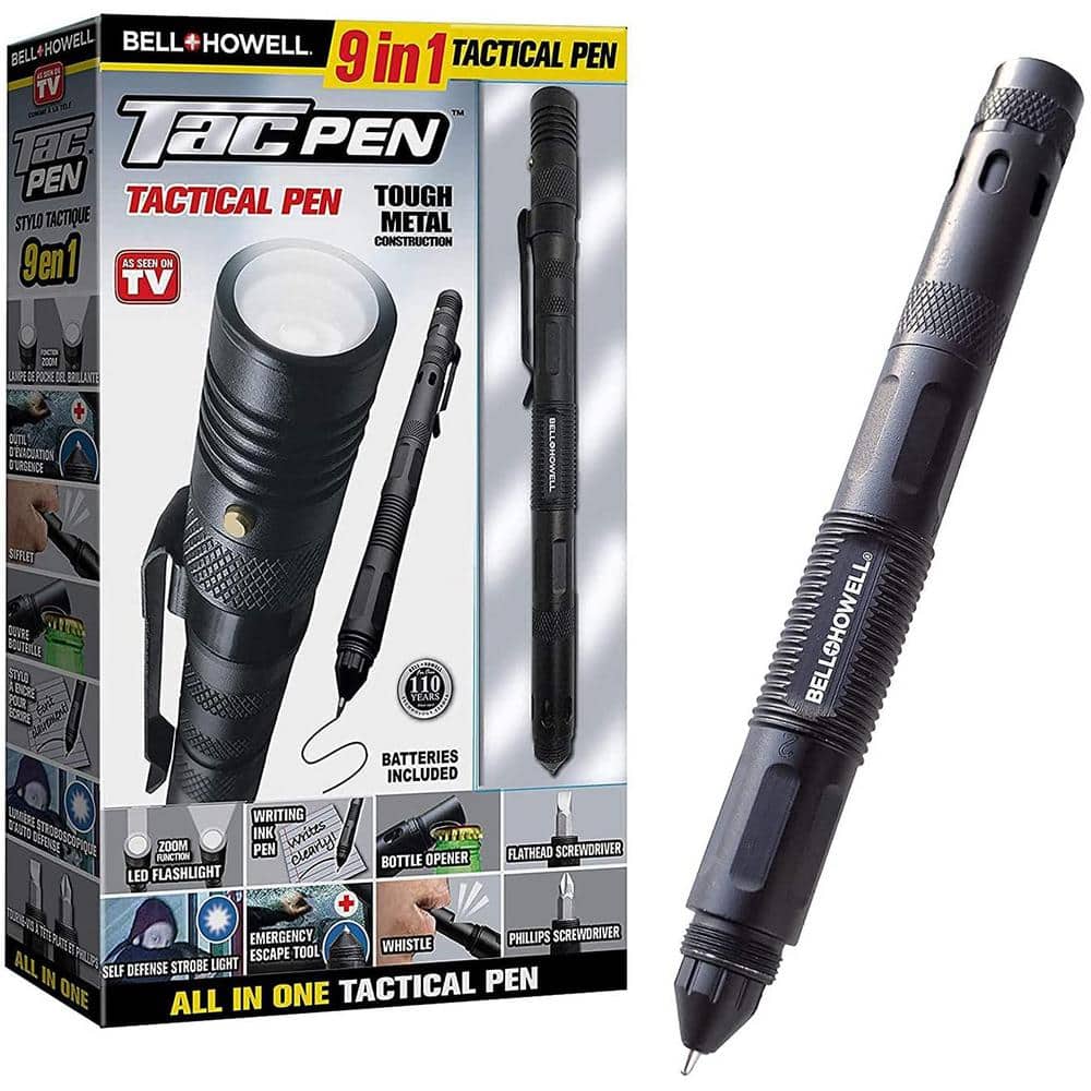 Bell Howell Tac Pen 9 In 1 Aluminum 30 Lumens Tactical Pen And Flashlight 7260 The Home Depot