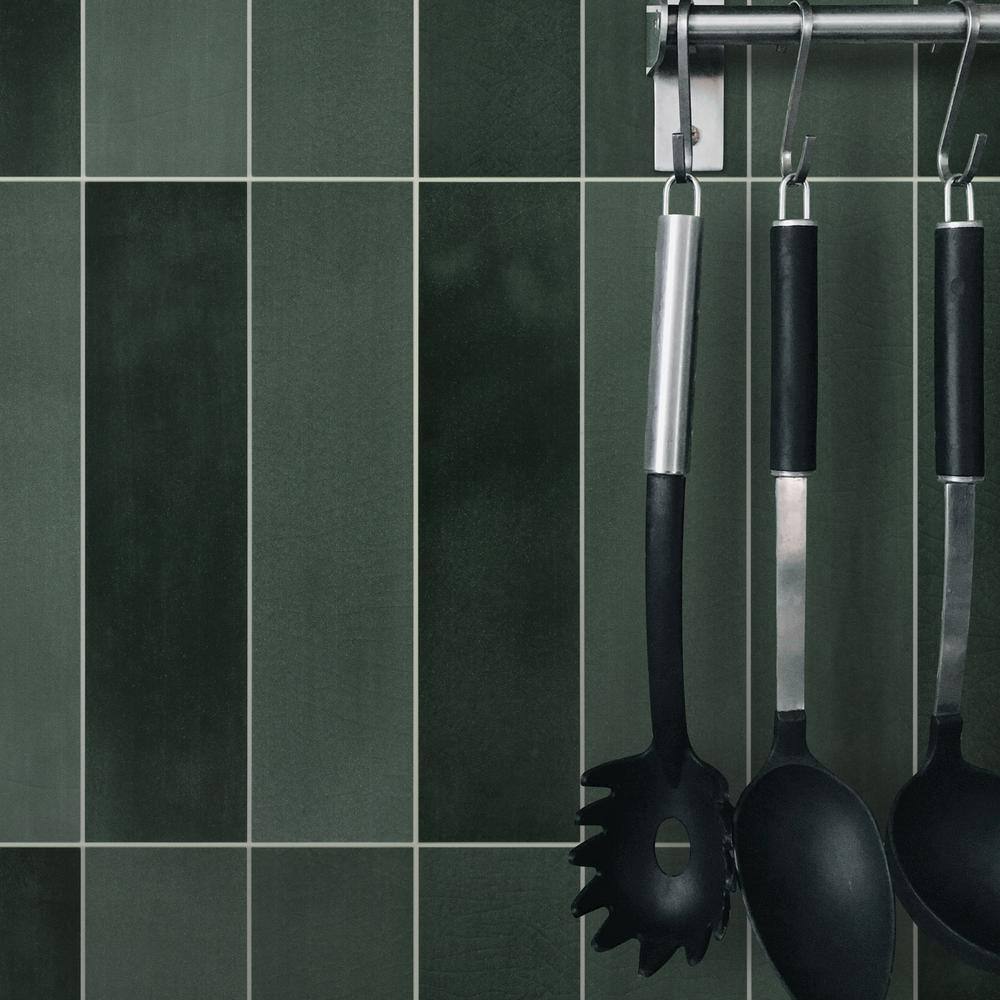 Green Stone Composite Peel and Stick Mosaic Tile Sheets