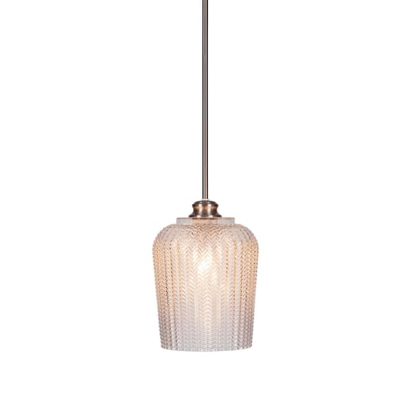 Unbranded Memphis 60-Watt 1-Light Brushed Nickel Shaded Mini Pendant Light with Glass Shade