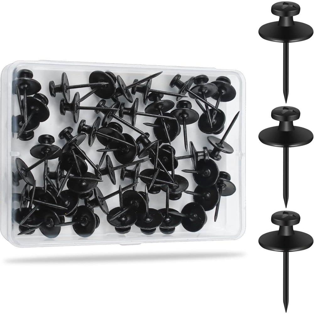 Black Double Headed Picture Hanging Nails Kit 60-Pieces for Renter Friendly