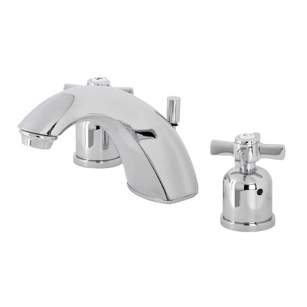 Kingston Brass Millennium 8 in. Widespread 2-Handle Bathroom Faucets with Plastic Pop-Up in Polished Chrome