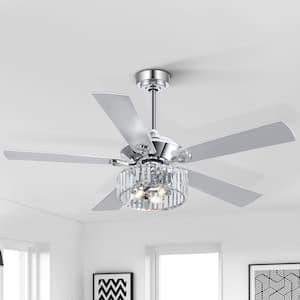 Raymond 52 in. Indoor Chandelier Chrome Ceiling Fan with Crystal Light Kit and Remote Control