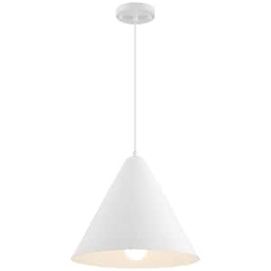 Ford 10 -Watt 1-Light Matte White Cone Pendant Light with Steel Shade and LED Bulb Included