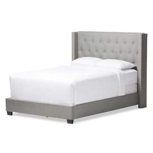 Katherine Transitional Gray Fabric Upholstered King Size Bed
