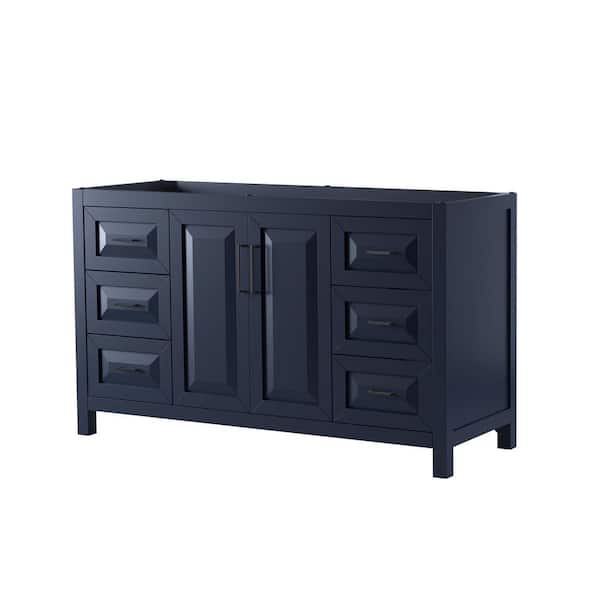 Wyndham Collection Daria 59 in. W x 21.5 in. D x 35 in. H Single Bath Vanity Cabinet without Top in Dark Blue