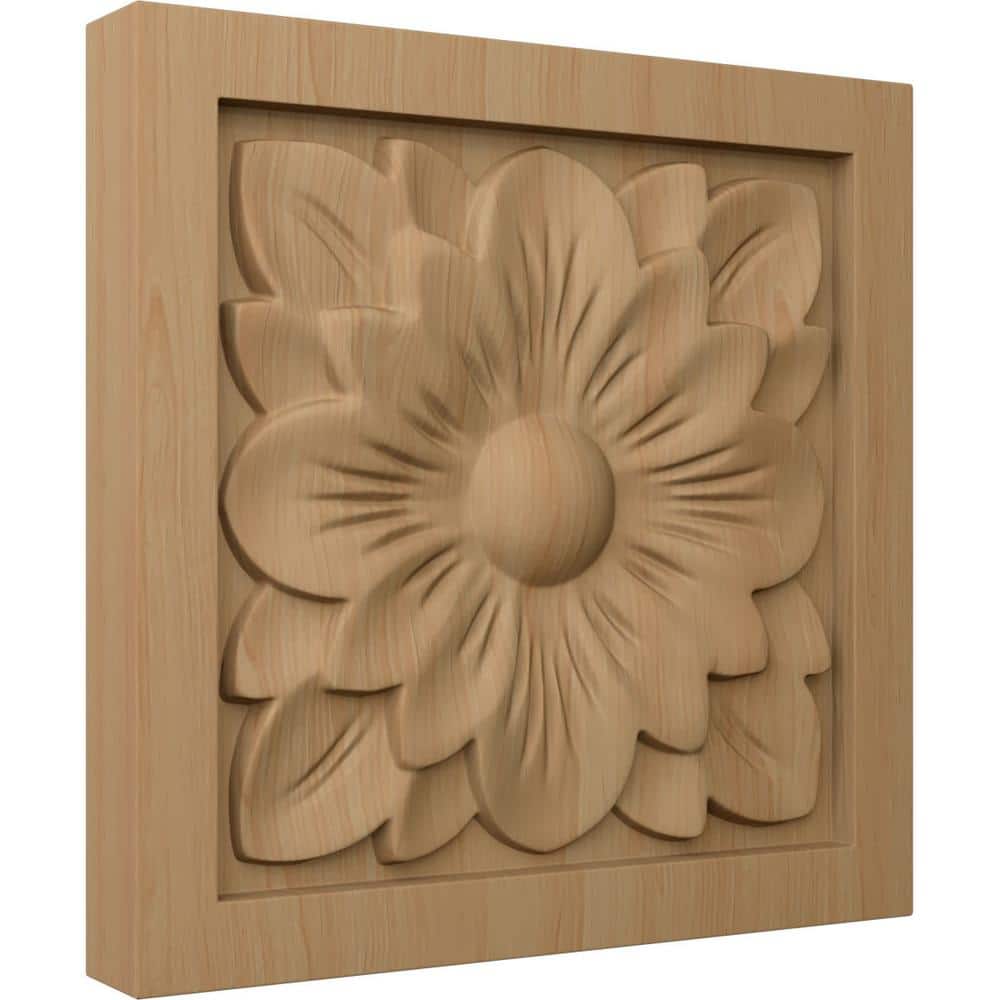 Alder Unfinished Large Dogwood Flower Square Rosette