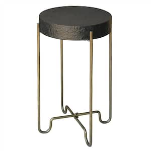 Shelly 14 in. Brass/Black Wood End Side Table