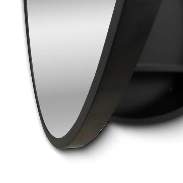 MEDUNJESS ASY 24 in. W x 24 in. H Round Black Framed Wall Mount Medicine Cabinet with Mirror
