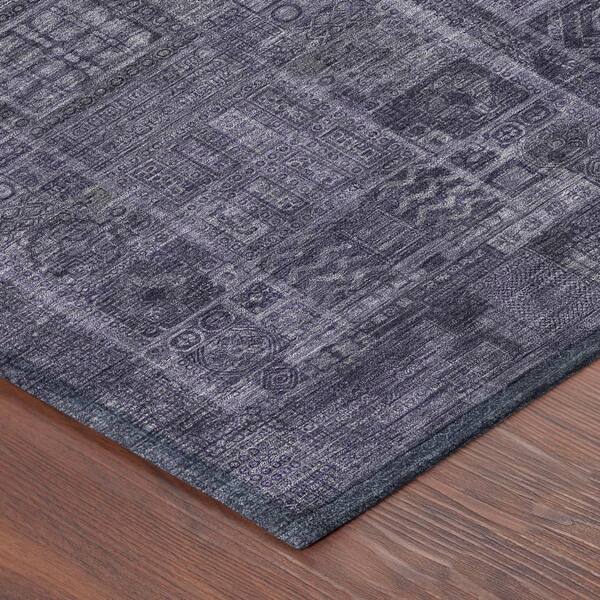 Chantille Machine Washable Indoor/Outdoor Abstract ACN2805 Eggplant 2 ft. x 7 ft. Runner Rug