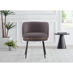 Kaya Grey Modern Pleated Velvet Upholstered Dining Chair