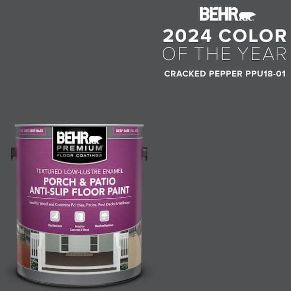 BEHR PREMIUM 1 gal. #PPU18-01 Cracked Pepper Textured Low-Lustre Enamel Interior/Exterior Porch and Patio Anti-Slip Floor Paint
