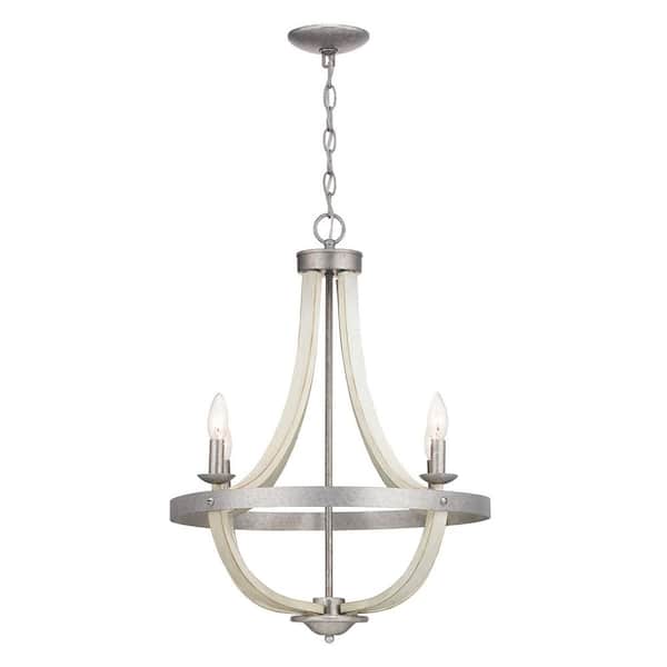 Home Decorators Collection Keowee 21 In, Antique White Iron Cage Chandelier