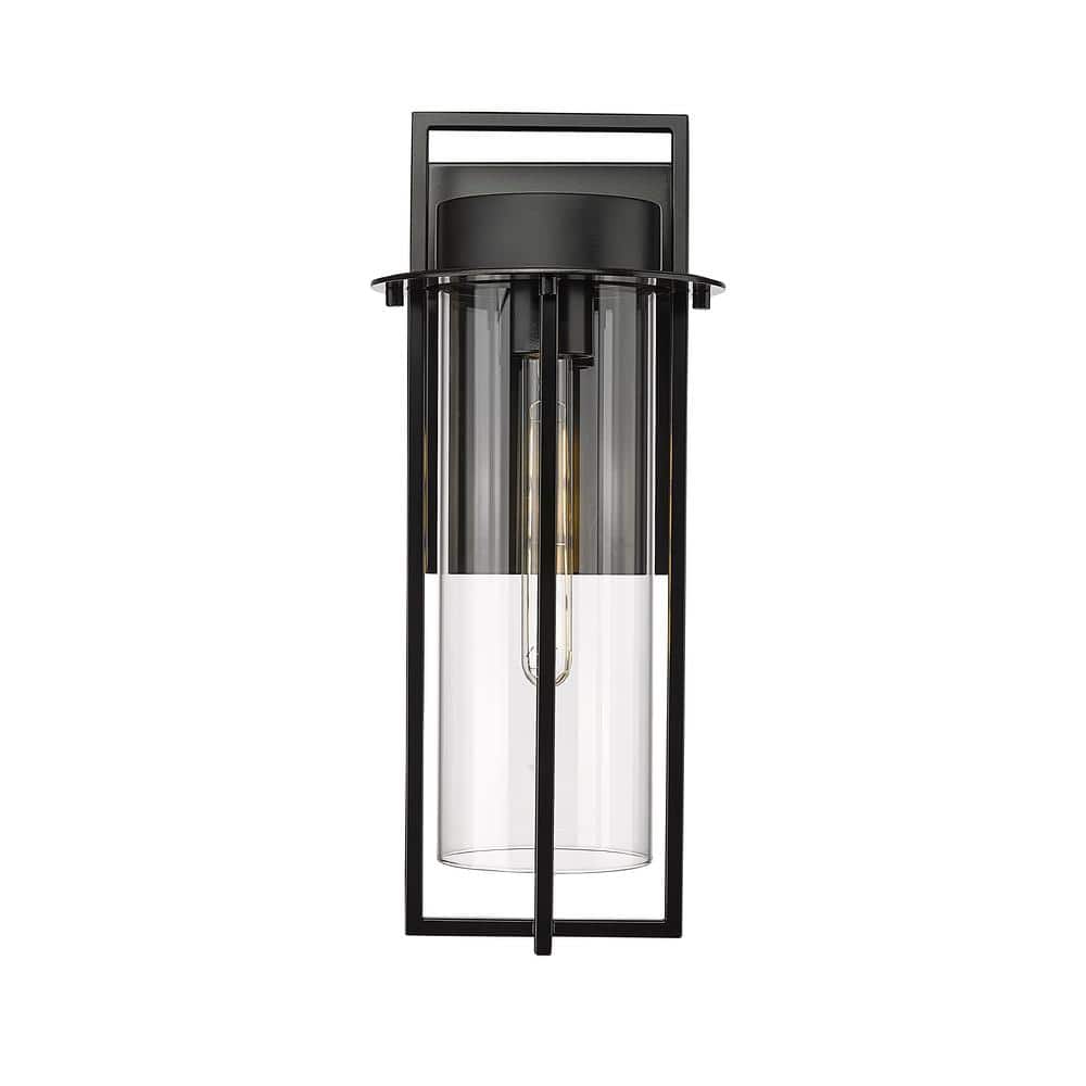 Russell 1-Light 8 in. Wide Powder Coated Black Outdoor Cylinder Wall Sconce with Clear Glass price history on PriceWatchPro