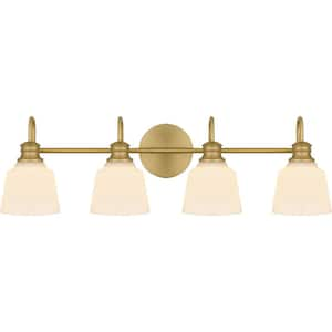 Hinton 30.5 in. 4 Light Aged Brass Vanity Light