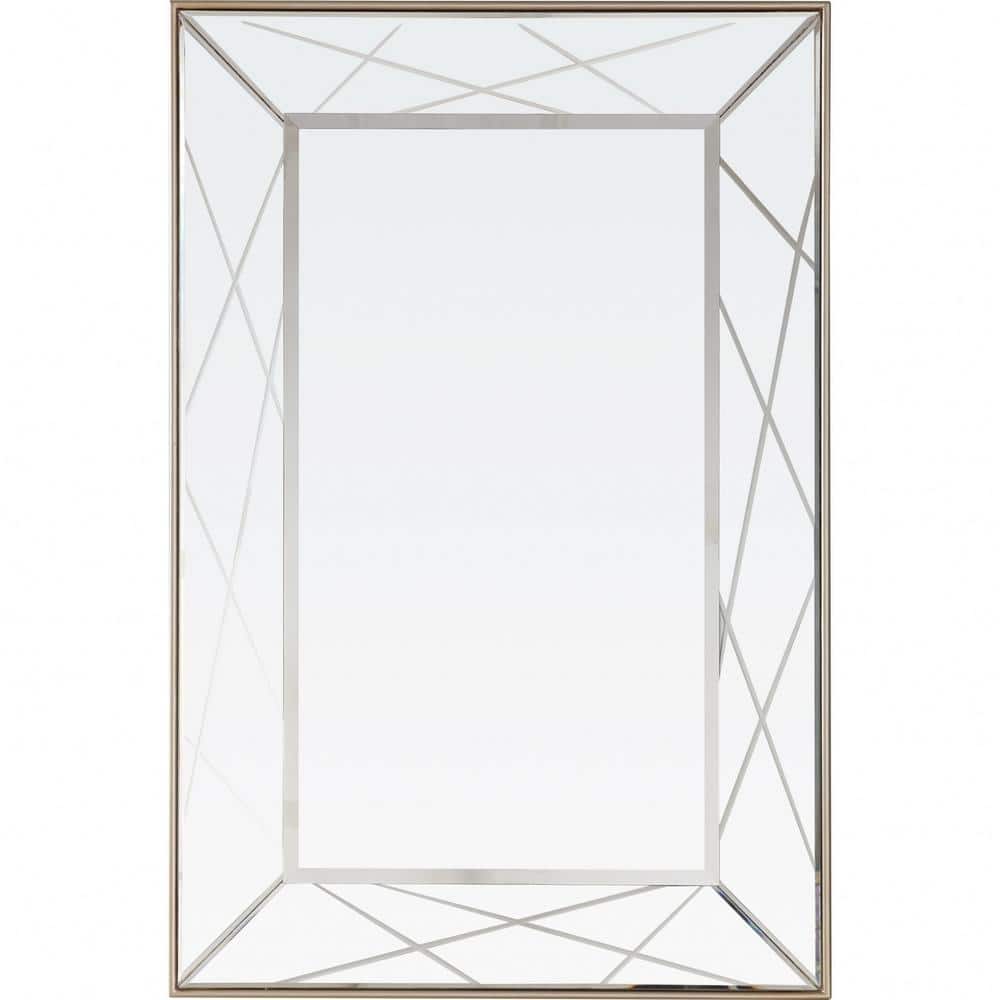 Rectangular Silver Wood Beveled Wall Mirror