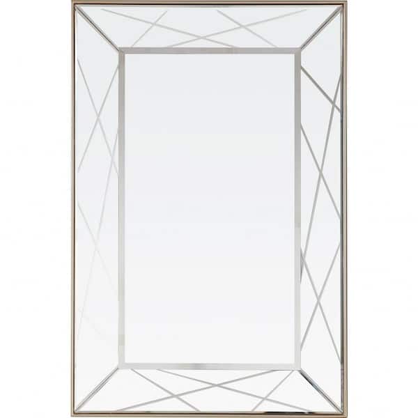 HomeRoots 28.4 in. W x 42.6 in. H Metal Beige Decorative Mirror