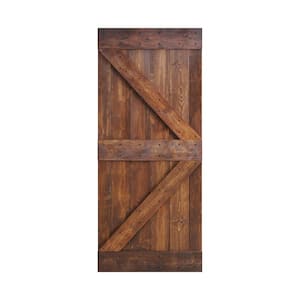 K Series 36 in. x 84 in. Dark Walnut DIY Knotty Pine Wood Barn Door Slab