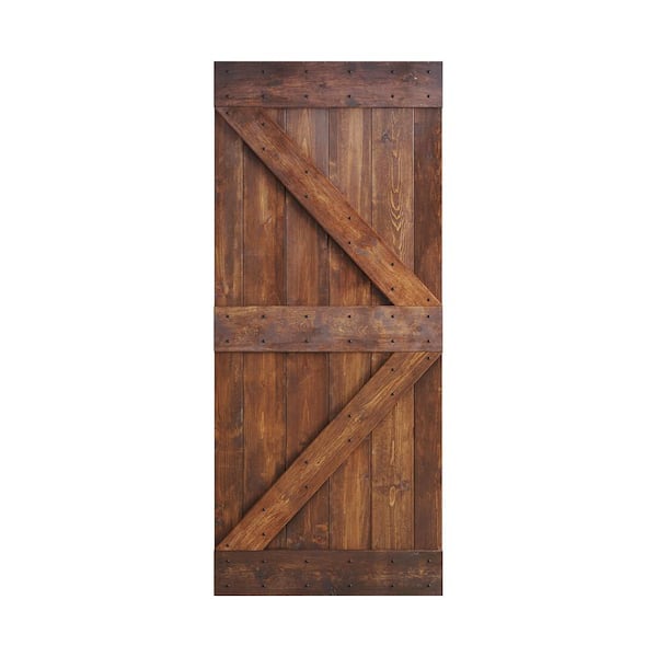 COAST SEQUOIA INC K Series 38 in. x 84 in. Dark Walnut DIY Knotty Pine Wood Barn Door Slab