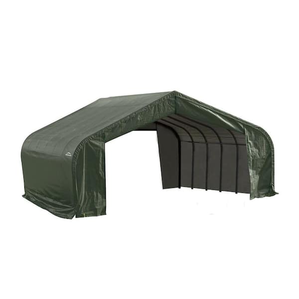 ShelterLogic 22 ft. W x 24 ft. D x 13 ft. H Green Steel and Polyethylene Garage Without Floorw/ Corrosion-Resistant Steel Frame