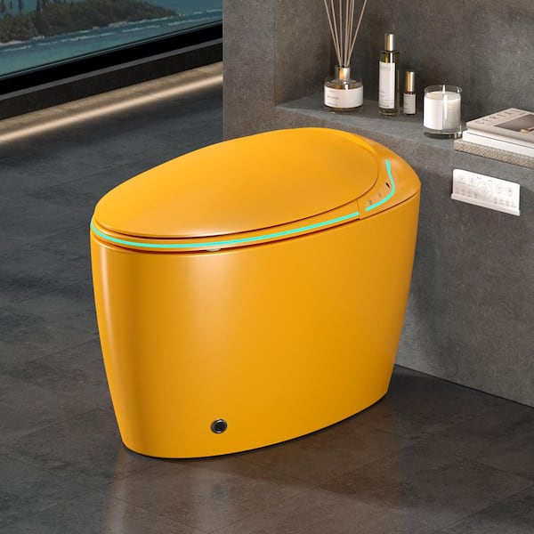 Elongated Smart Bidet Toilet 1.28 GPF in Orange with Auto Flush, Heated Seat, Warm Water Clean, Night Light, Child Seat