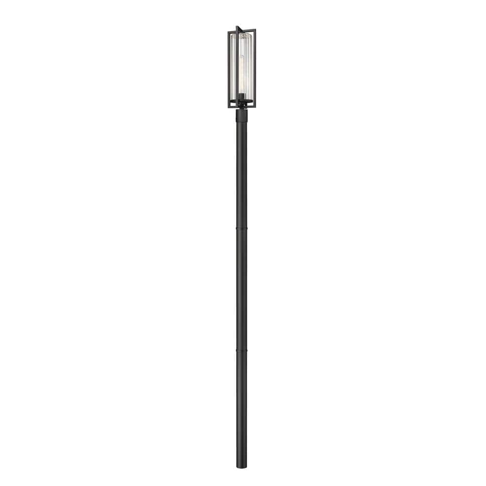 Aura 1-Light Black Aluminum Hardwired Outdoor Weather Resistant Post Light 