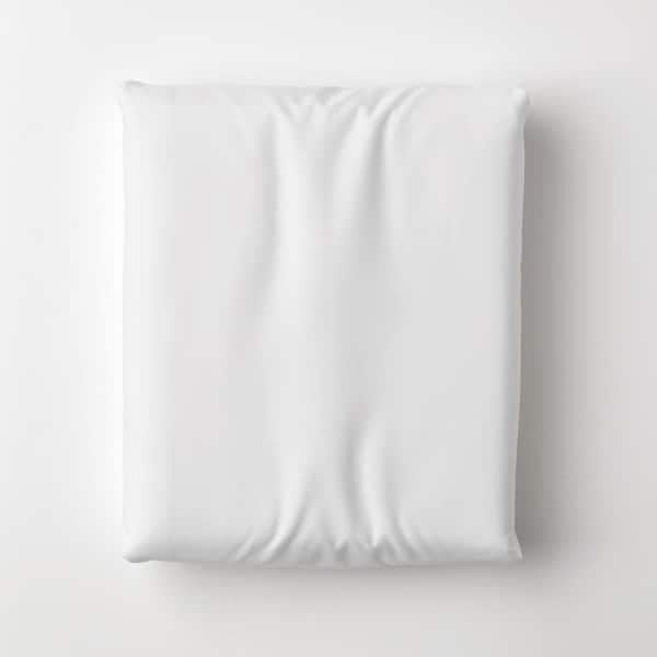 The Company Store Company Cotton White Solid 300-Thread Count Cotton Percale Queen Fitted Sheet