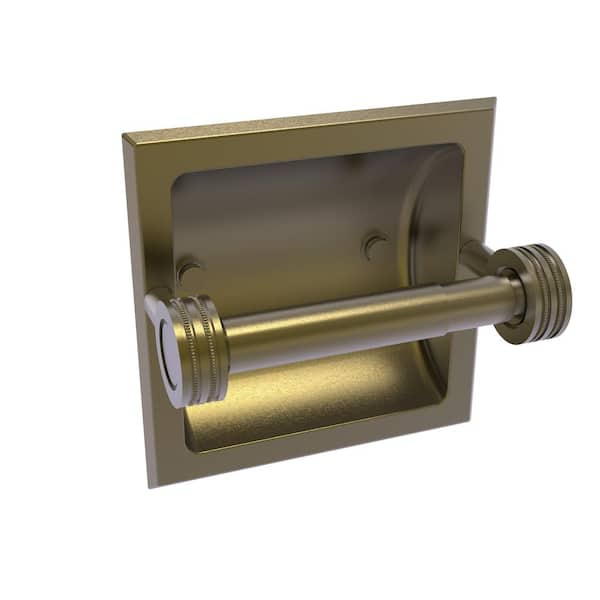 Allied Brass Continental Recessed Toilet Tissue Holder with Dotted Accents in Antique Brass