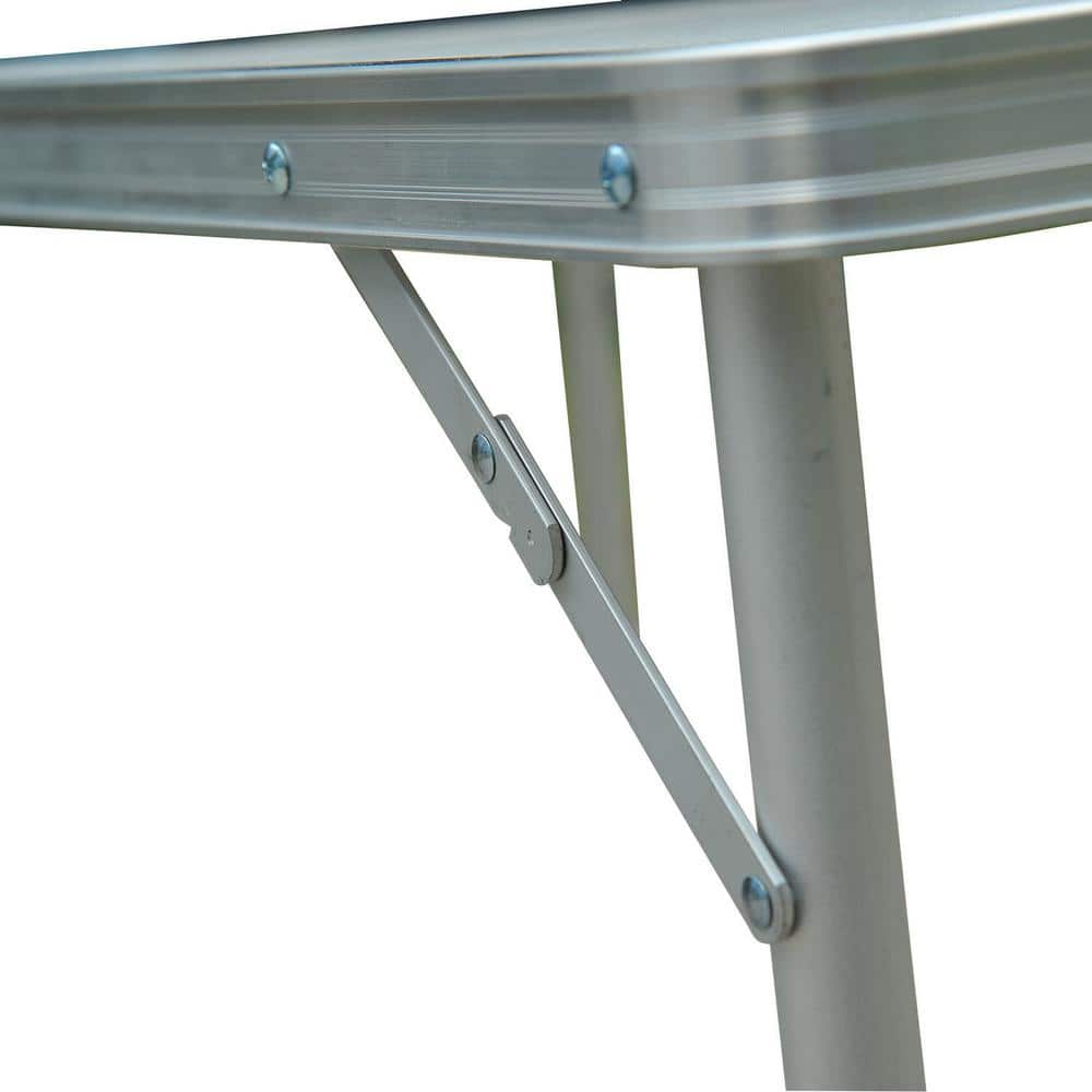 Outsunny Silver Aluminum Folding Camping Table with Carry Handle