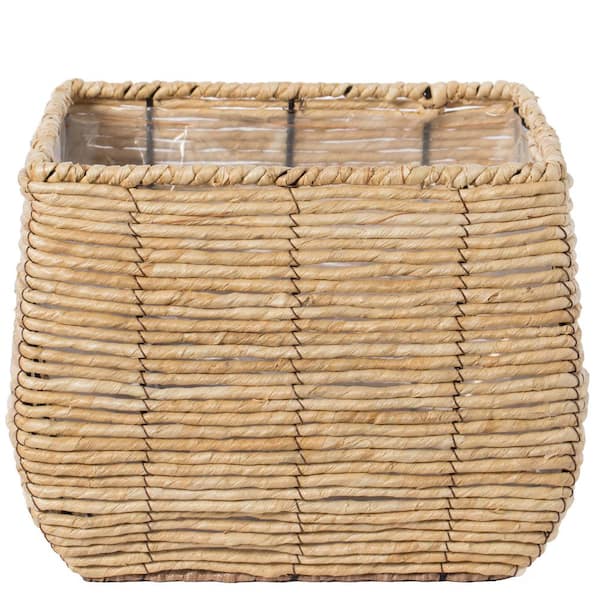 Vintiquewise Large Woven Maize Square Flower Pot Planter with Leak-Proof Plastic Lining
