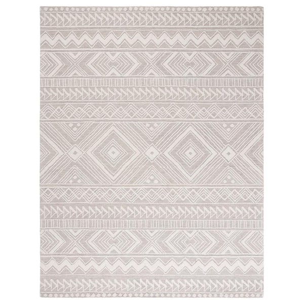 Metro 10 ft. x 14 ft. Light Gray/Ivory Aztec Geometric Area Rug
