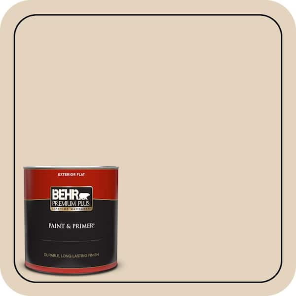 BEHR PREMIUM PLUS 1 qt. #PPU7-17 Wax Sculpture Flat Exterior Paint & Primer