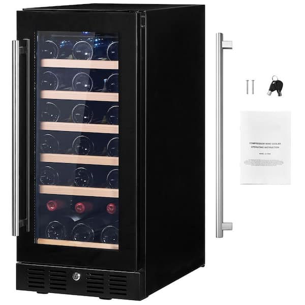 Wine Cooler, 14.96 in. Dual Zone, 30 Bottles Capacity Under Counter Built-in or Freestanding Wine Refrigerator, Black