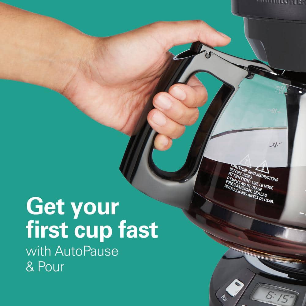 12-Cup Black Stainless Steel Programmable Drip Coffee Maker