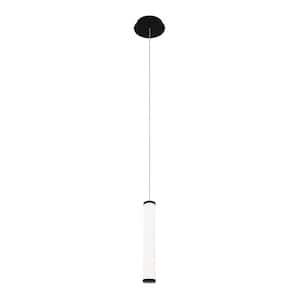 Flare 13 in. 95-Watt Equivalent Integrated LED Black Pendant with Acrylic Shade
