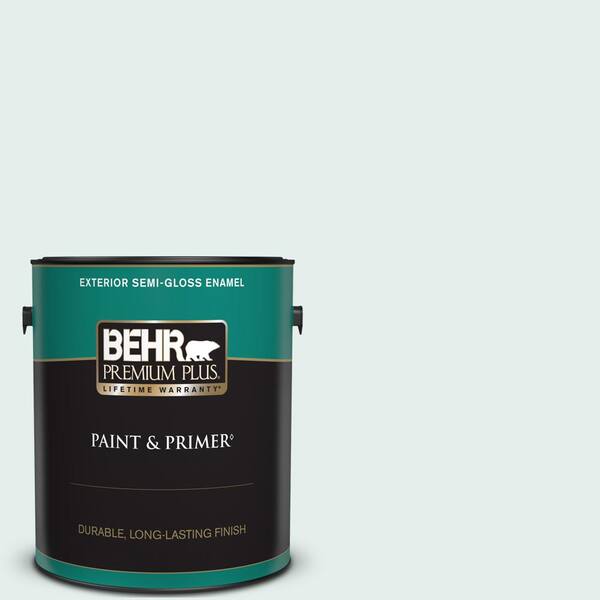 BEHR PREMIUM PLUS 1 gal. #530E-1 White Sapphire Semi-Gloss Enamel Exterior Paint & Primer