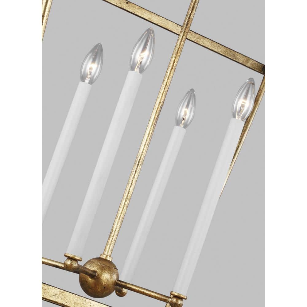 Antique Gild 4-Light Glass Lantern Chandelier
