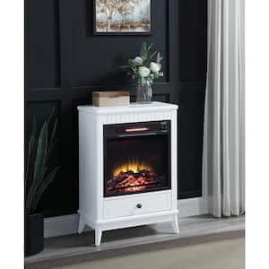 Hamish 22 in. Freestanding Electric Fireplace with Drawer in White