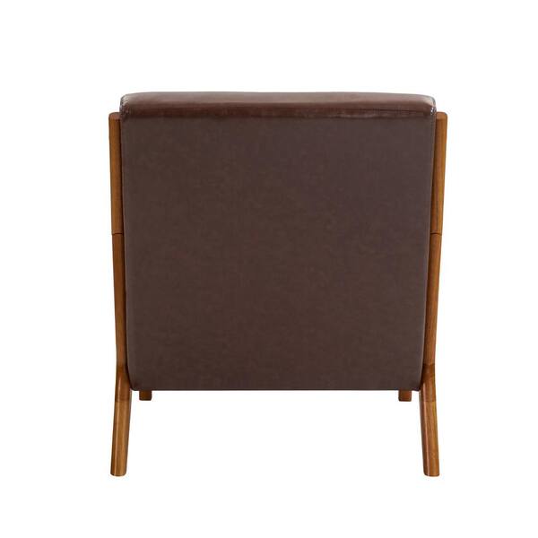 Uixe Mid-Century Coffee Faux Leather Upholstered Accent Arm